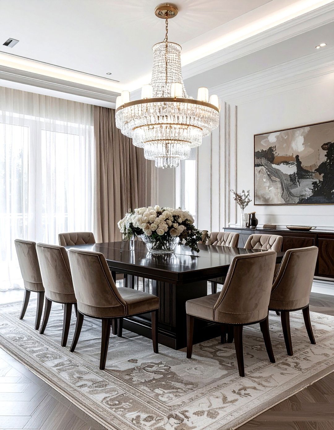 Crystal chandelier dining room - 30 luxurious decor ideas
