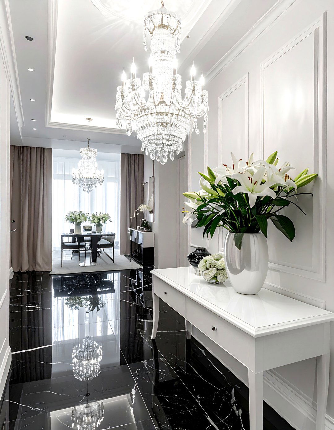 Crystal chandelier entryway - 30 sumptuous decor ideas