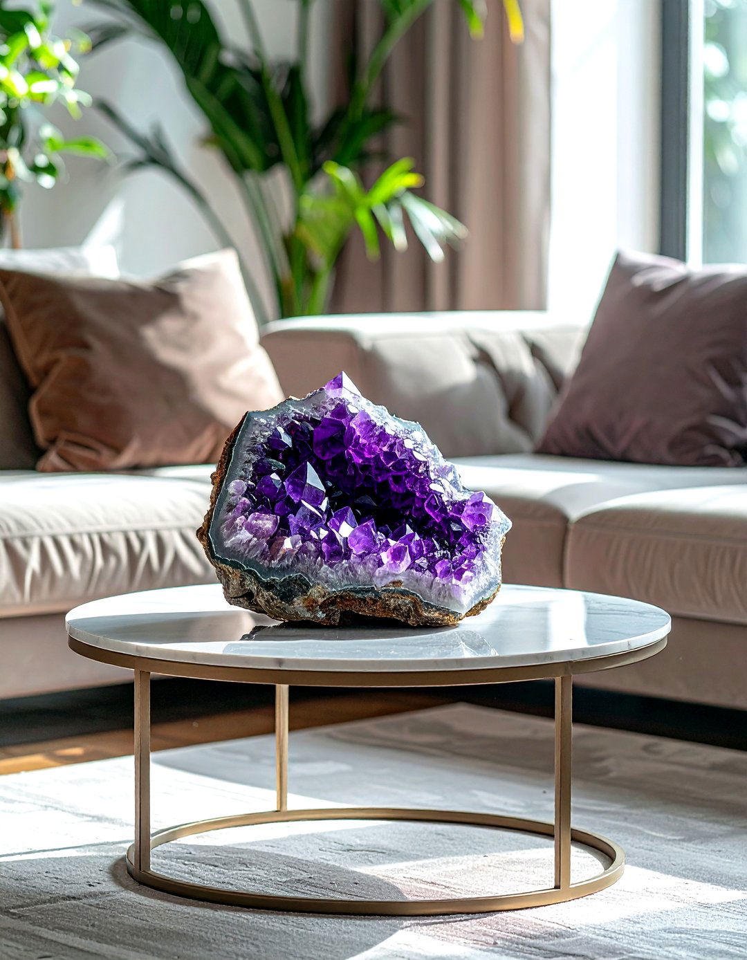 Crystal geode accent - 30 coffee table decor ideas