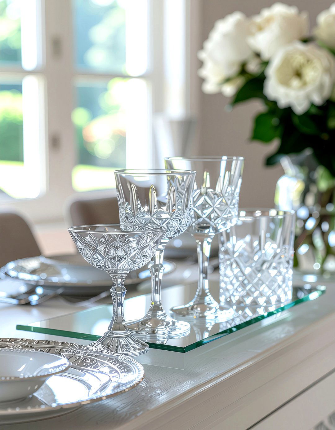 Crystal glassware display - 30 floating shelf decor ideas