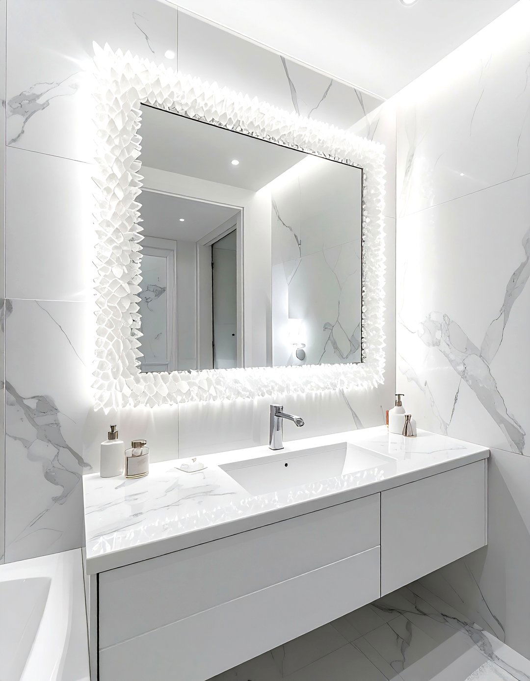 Crystal mirror frame - 30 crystal decor ideas