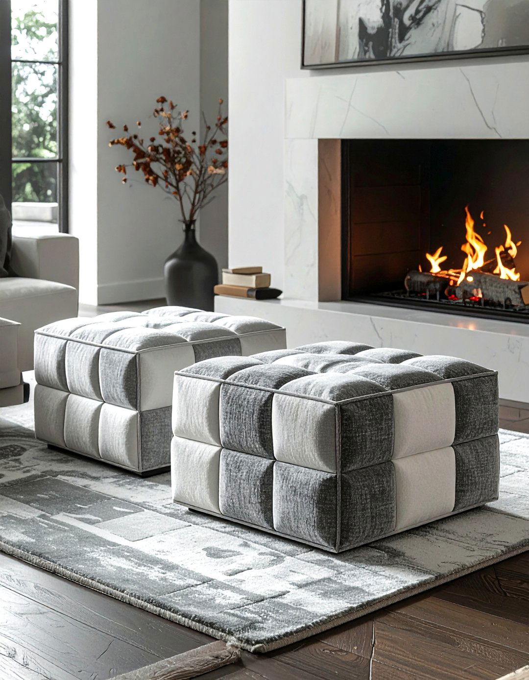 Cube patterned ottoman seating - 30 geometric pattern decor ideas
