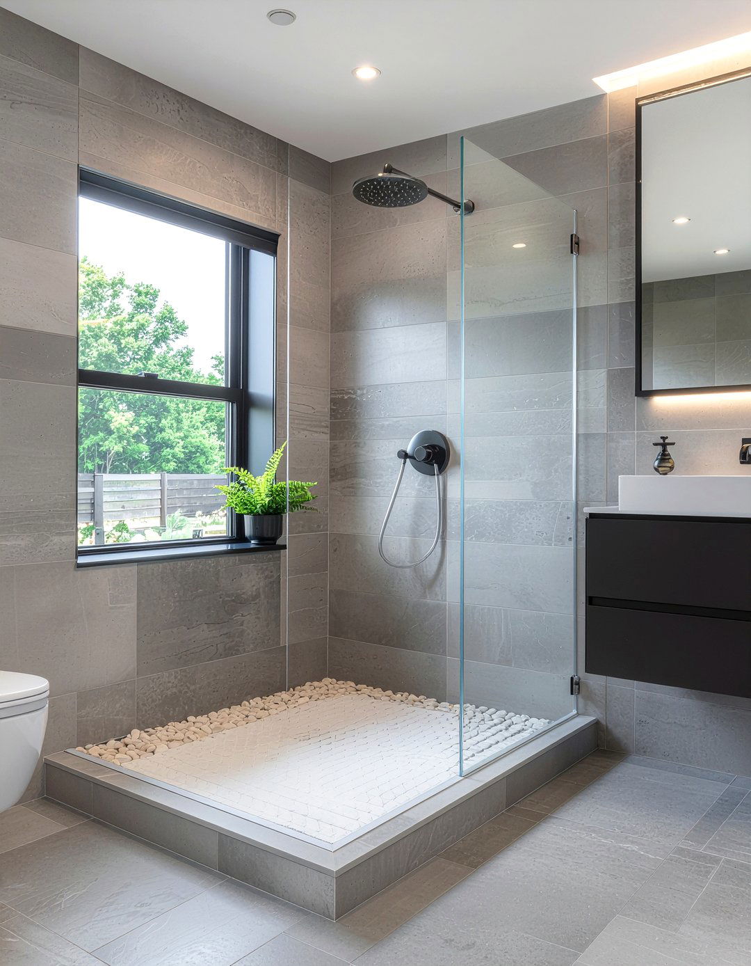 Curbless walk in shower - 30 bathroom maximization ideas