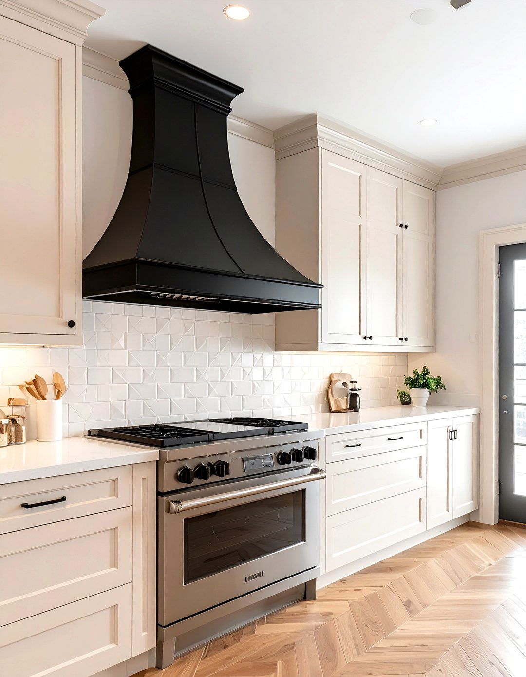 Curved Black Range Hood - 30 black hood kitchen ideas