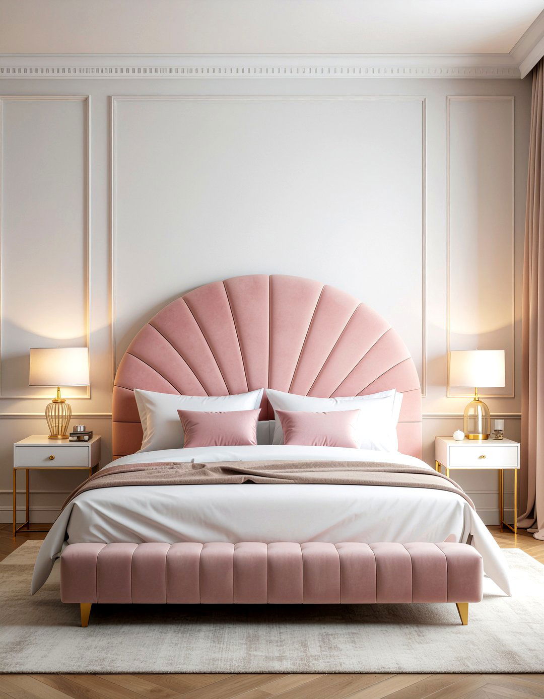 Curved Channel Tufted Headboard - 30 bedroom channel tufted headboards