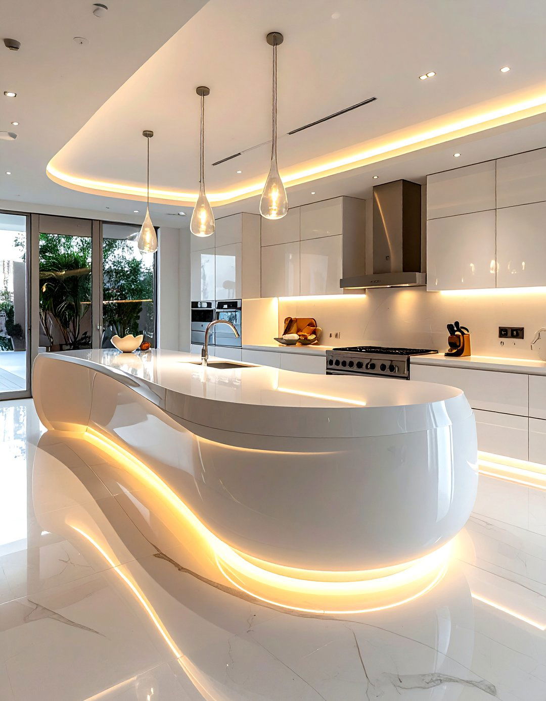 Curved Corian Island - 30 Corian kitchen ideas