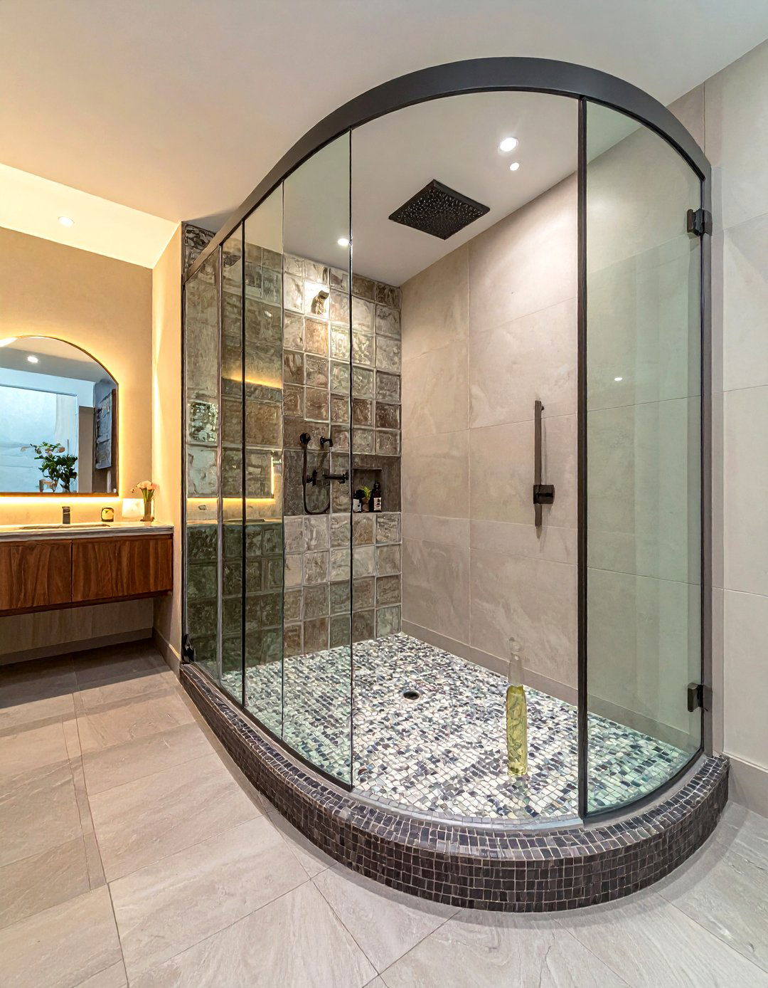 Curved Glass Block Shower - 30 glass block bathroom ideas