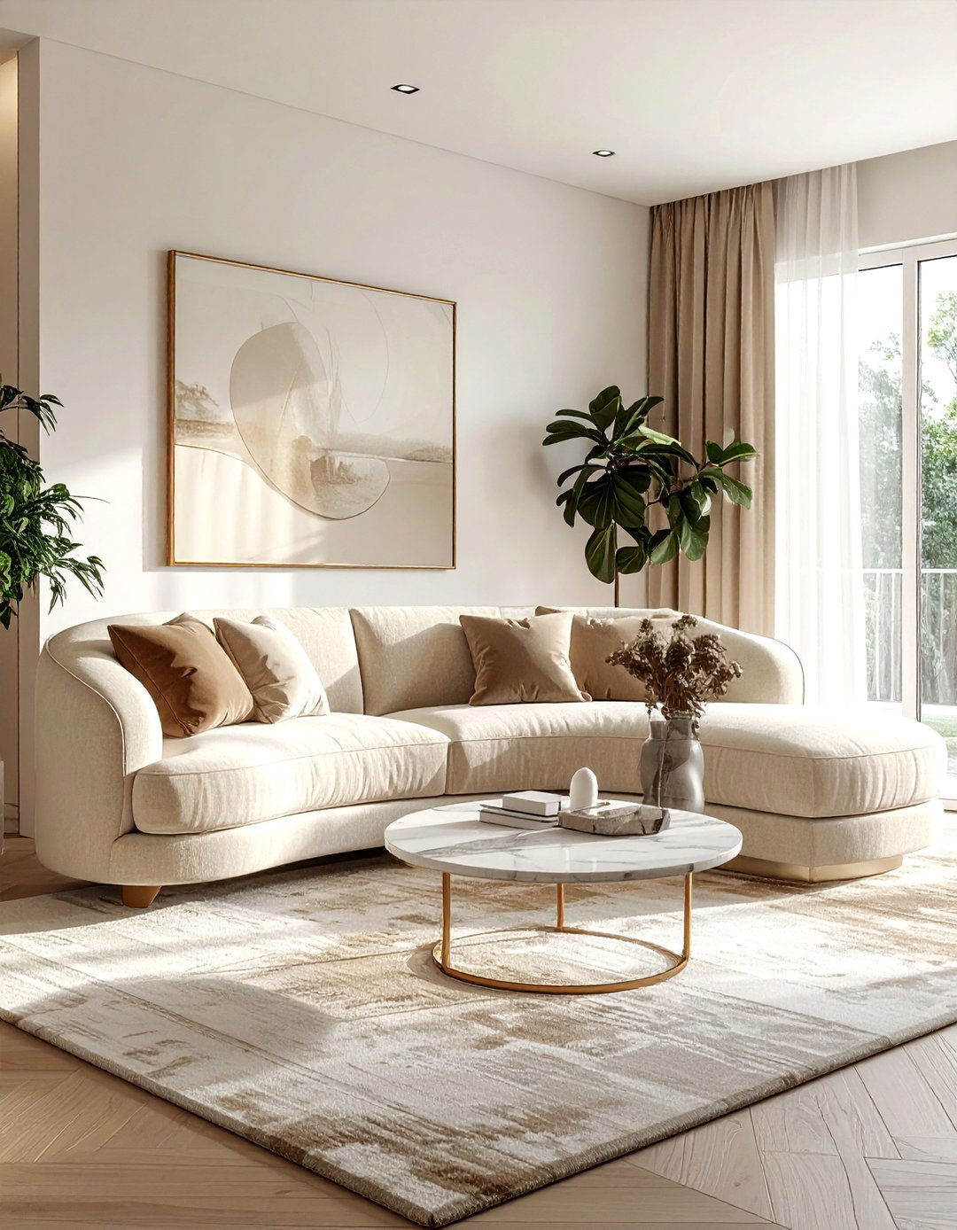 Curved Living Room Sofa - 30 welcoming decor ideas