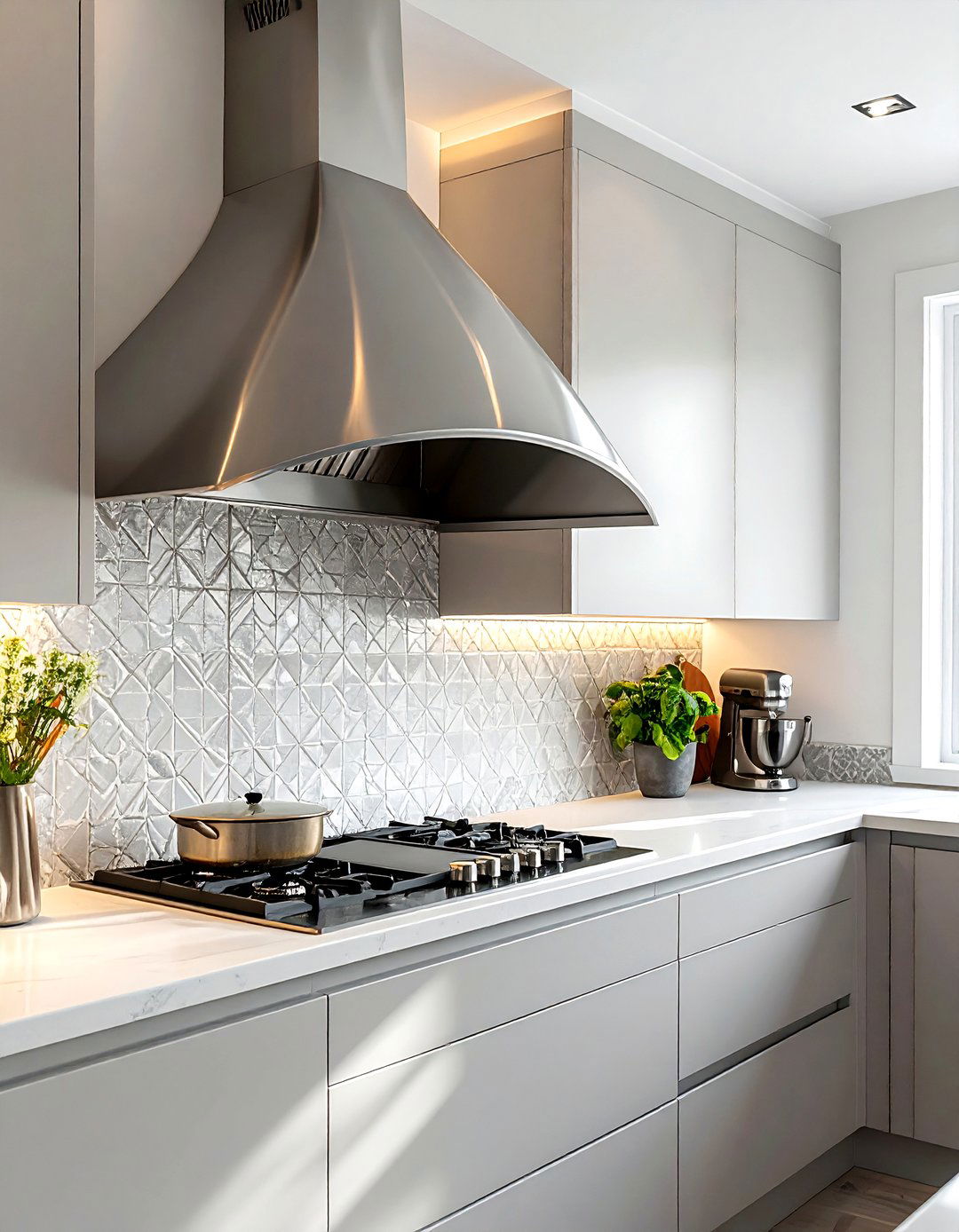 Curved Metal Hood - 30 wall-mount hood kitchen ideas