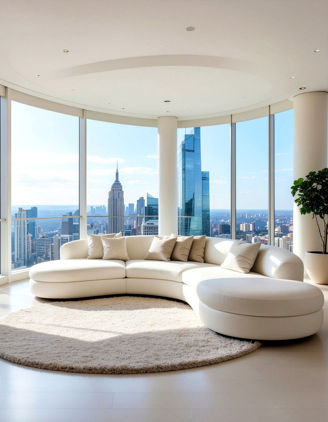 Curved Sectional Sofa - 30 penthouse living room ideas