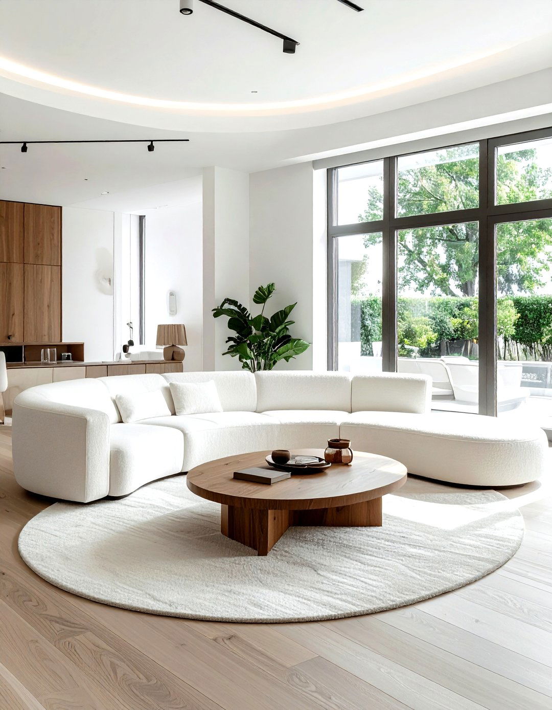 Curved Sectional Sofa - 30 soft minimalist living room ideas