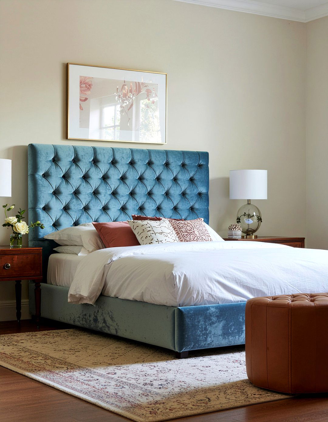 Curved Tufted Headboard - 30 bedroom tufted headboards