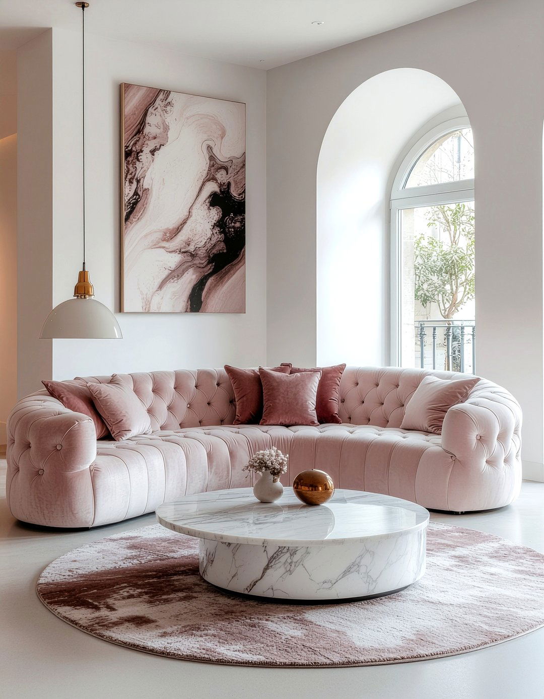 Curved Tufted Sofa - 30 living room tufted sofa ideas