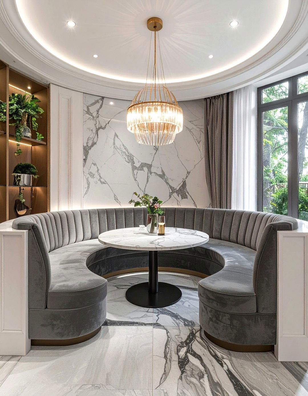 Curved Upholstered Banquette - 30 upholstered dining bench ideas