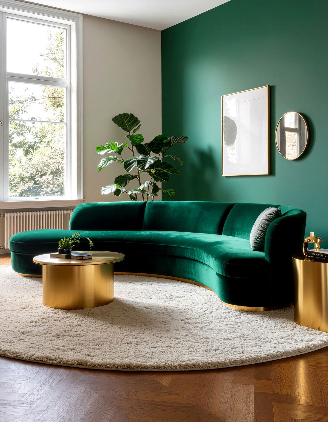 Curved Velvet Sectional - 30 living room sectional ideas