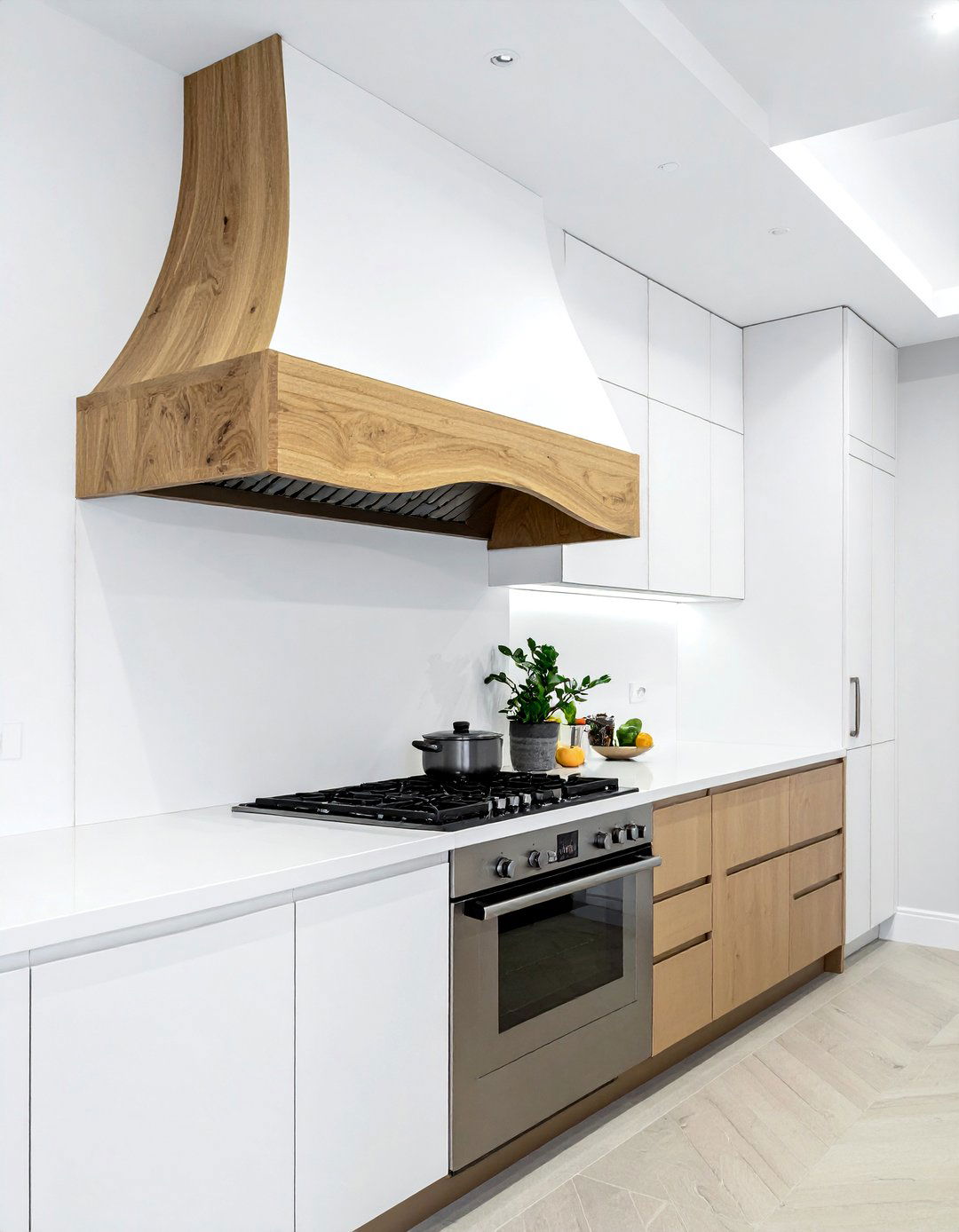 Curved Wood Range Hood - 30 wood hood kitchen ideas