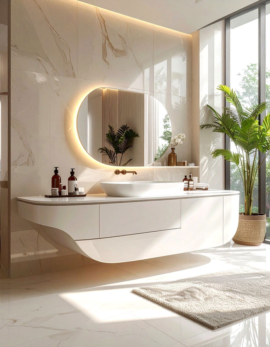 Curved floating vanity - 30 floating vanity ideas