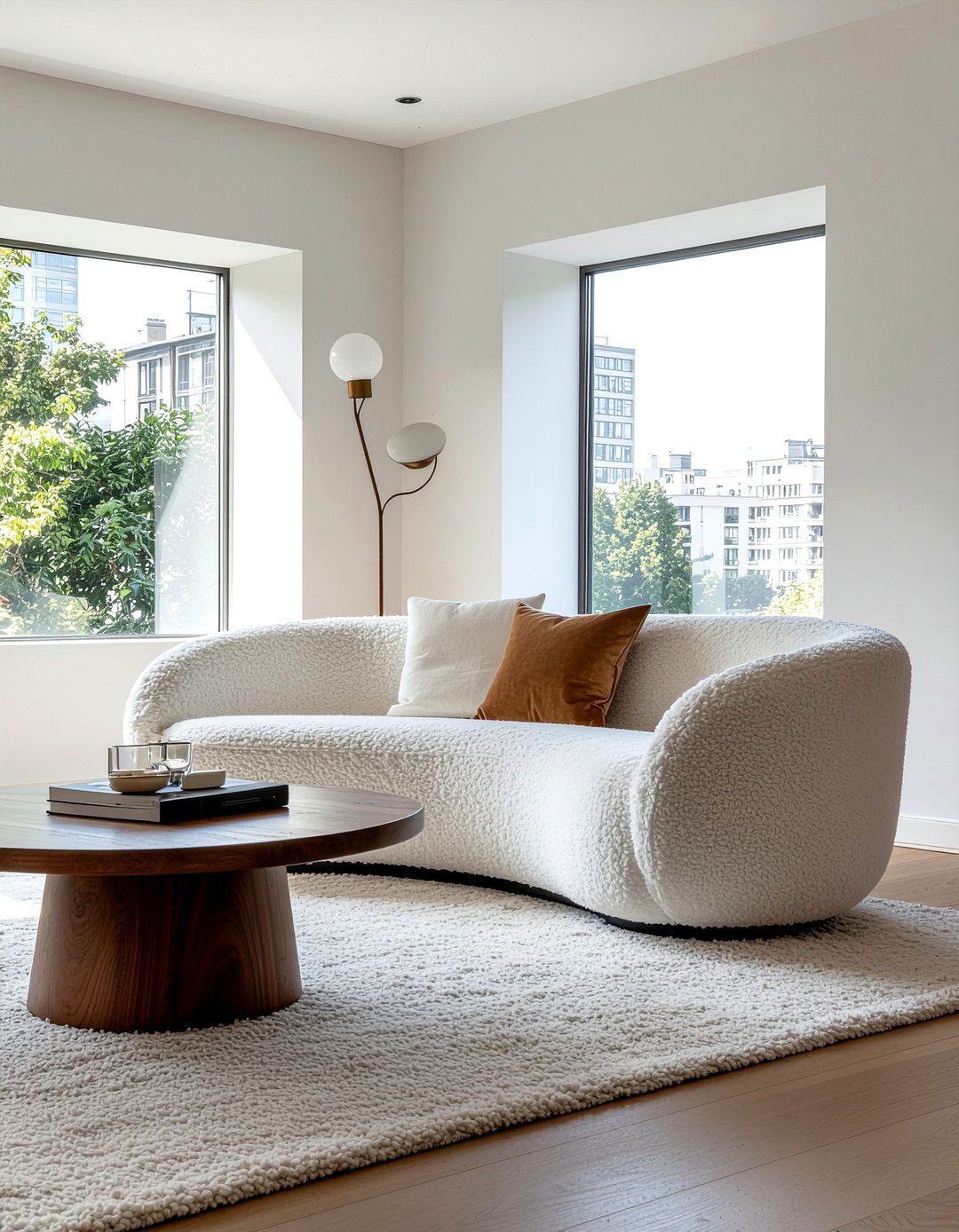 Curved furniture - 30 feminine living room ideas