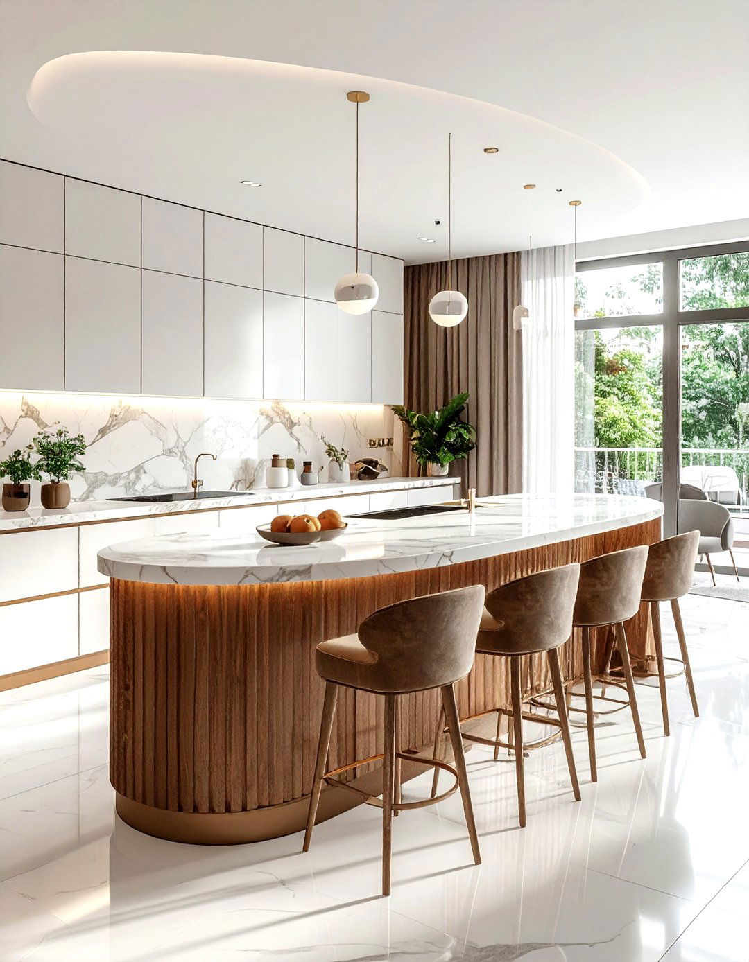 Curved island shape - 30 kitchen island ideas