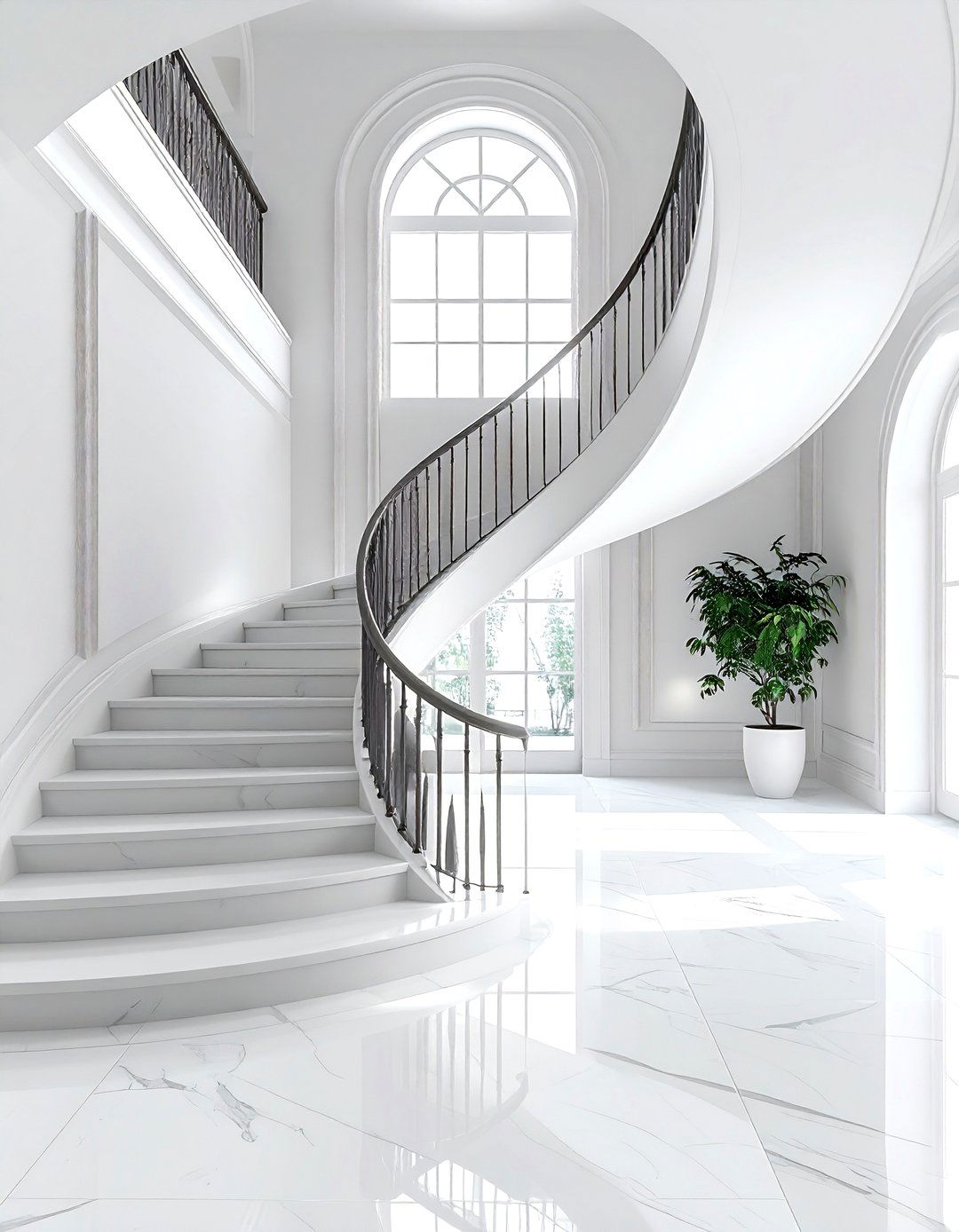 Curved metal railing - 30 stair railing ideas