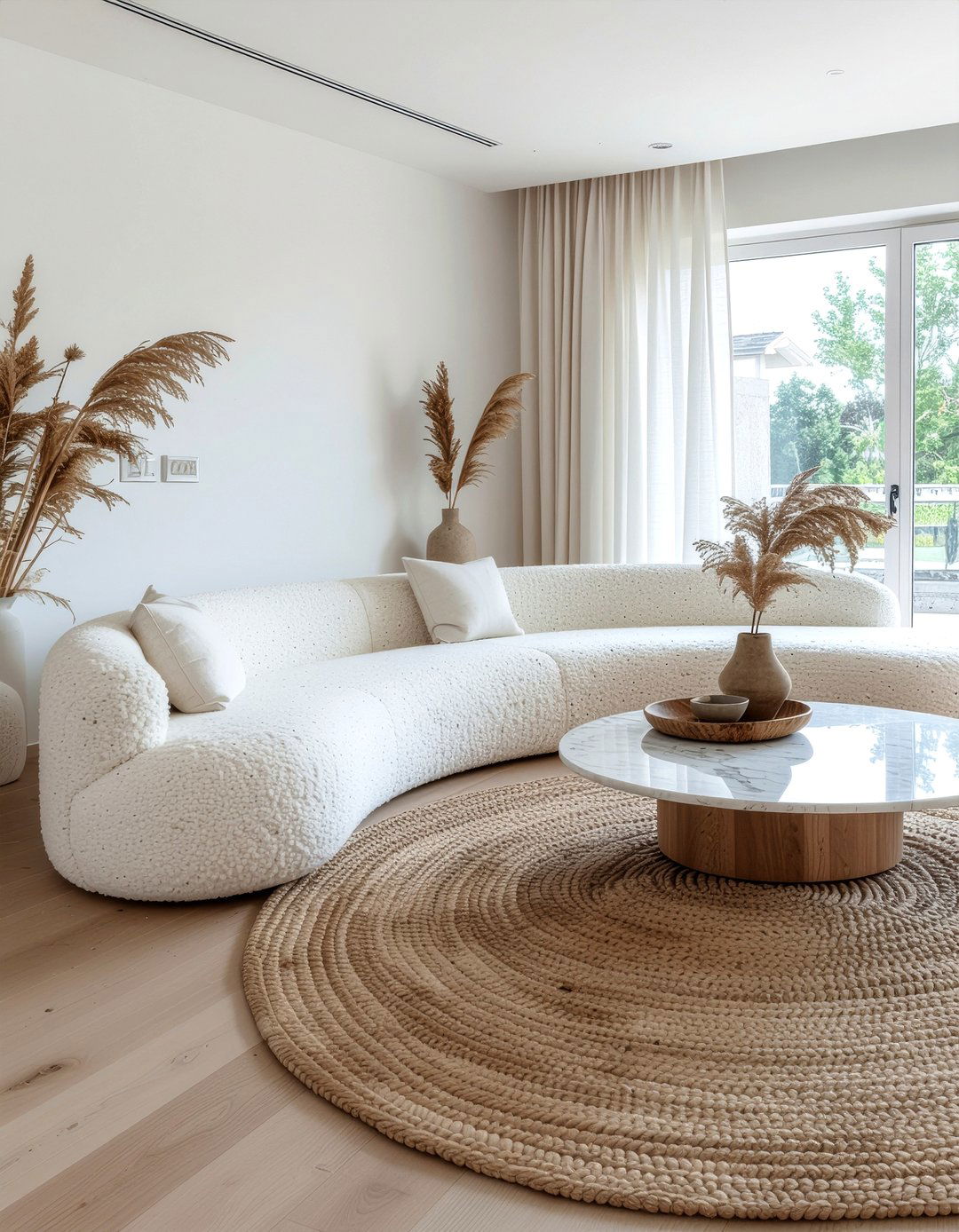 Curved sofa living room - 30 essential decor ideas