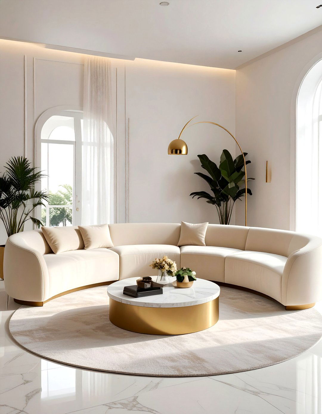 Curved sofa living room - 30 trending decor ideas