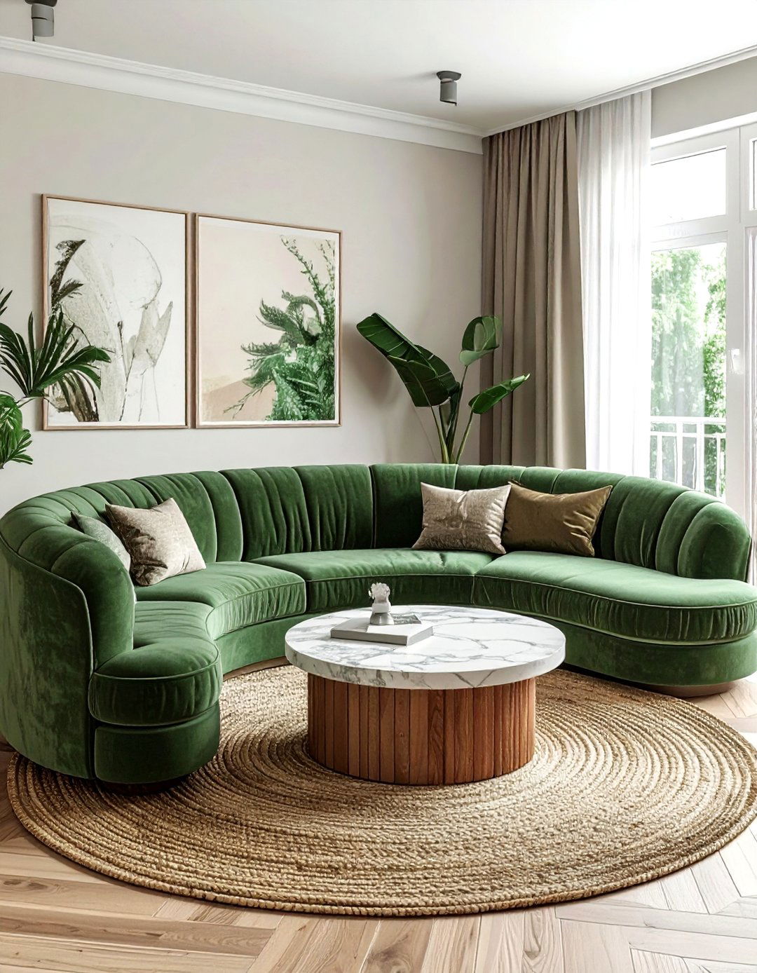 Curved sofa seating area - 30 refined decor ideas