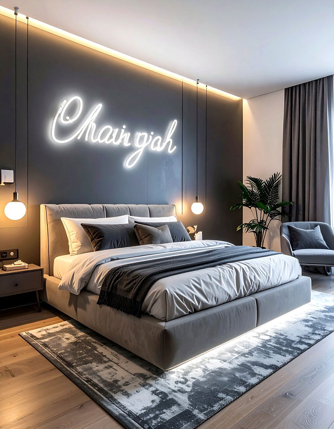 Custom Neon Wall Sign - 30 bedroom statement piece ideas