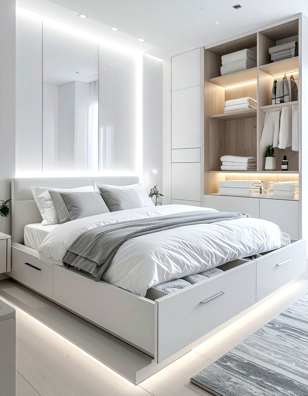 Custom Platform Bed - 30 bathroom under bed storage ideas