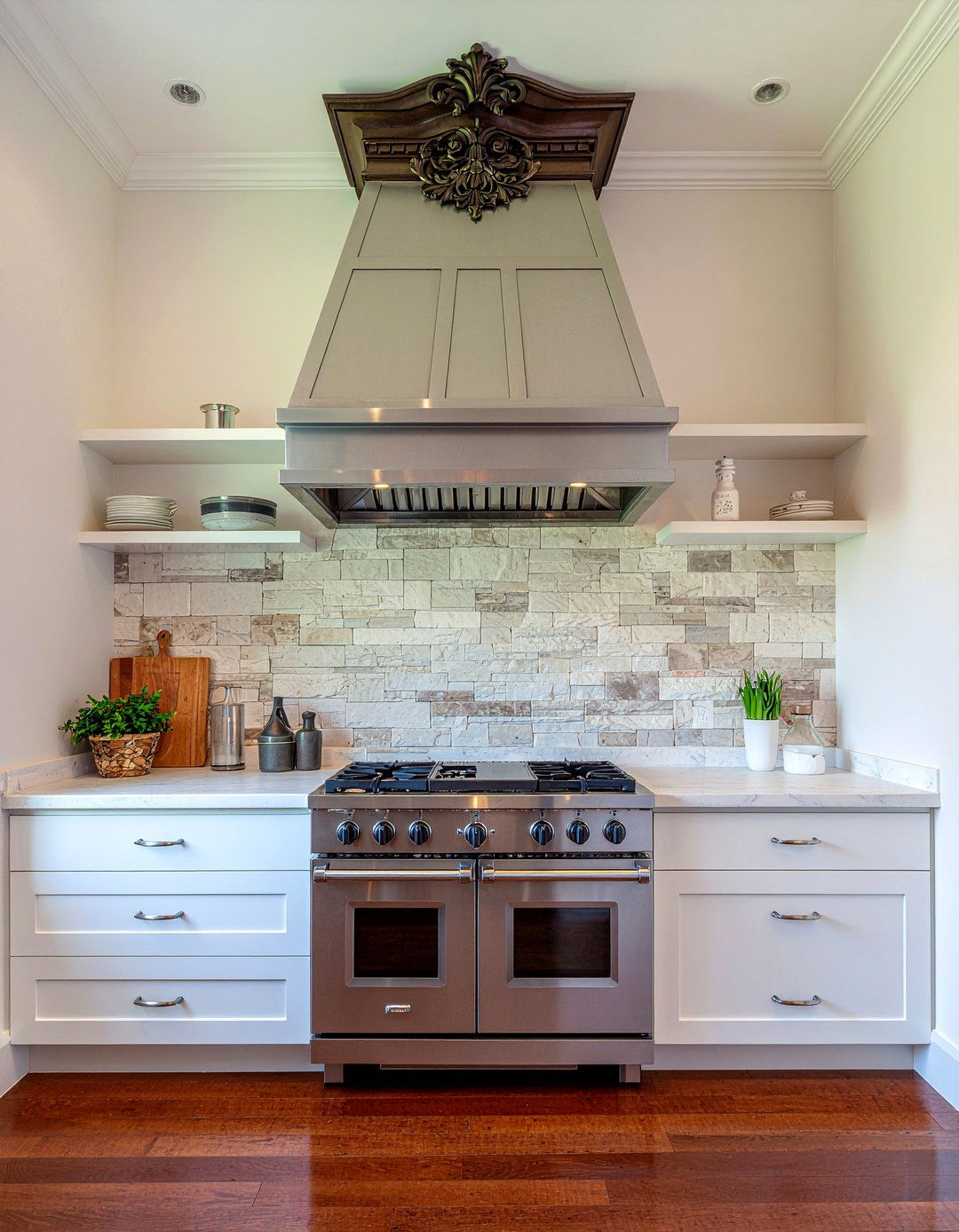 Custom Range Hood - 30 La Cornue range kitchen ideas
