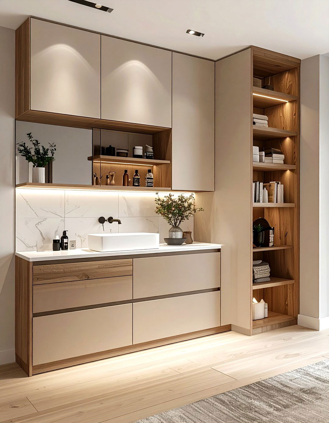 Custom Wall Unit - 30 bedroom overhead storage ideas