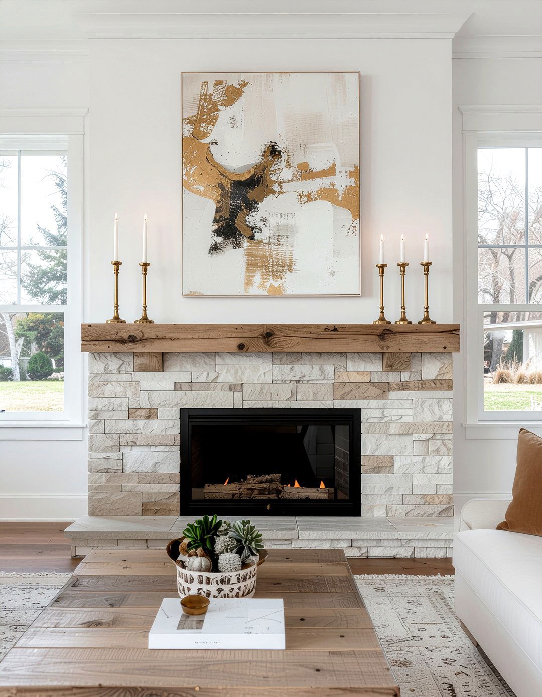 Custom fireplace mantel - 30 living room millwork ideas