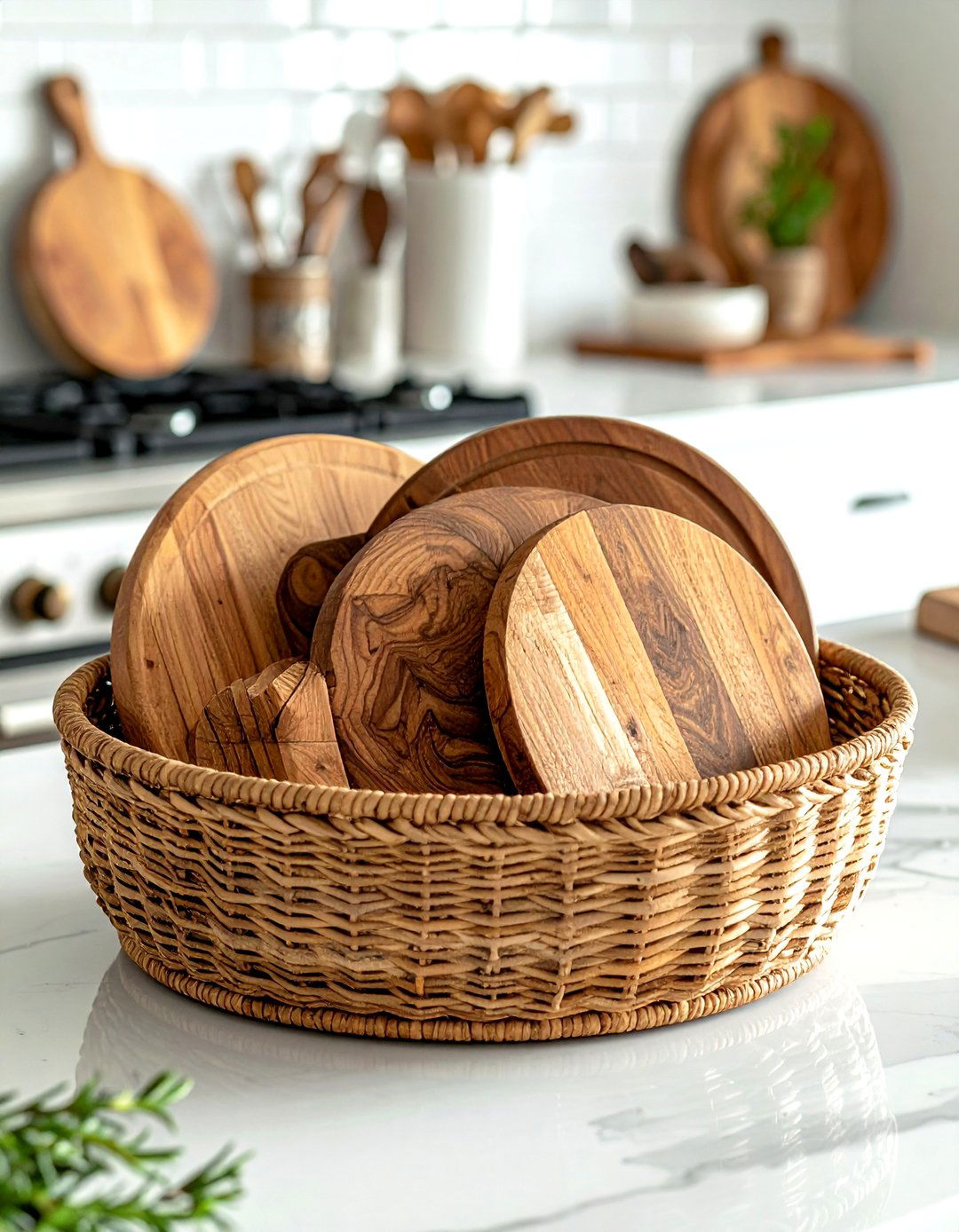 Cutting Board Basket Storage - 30 kitchen cutting board display ideas