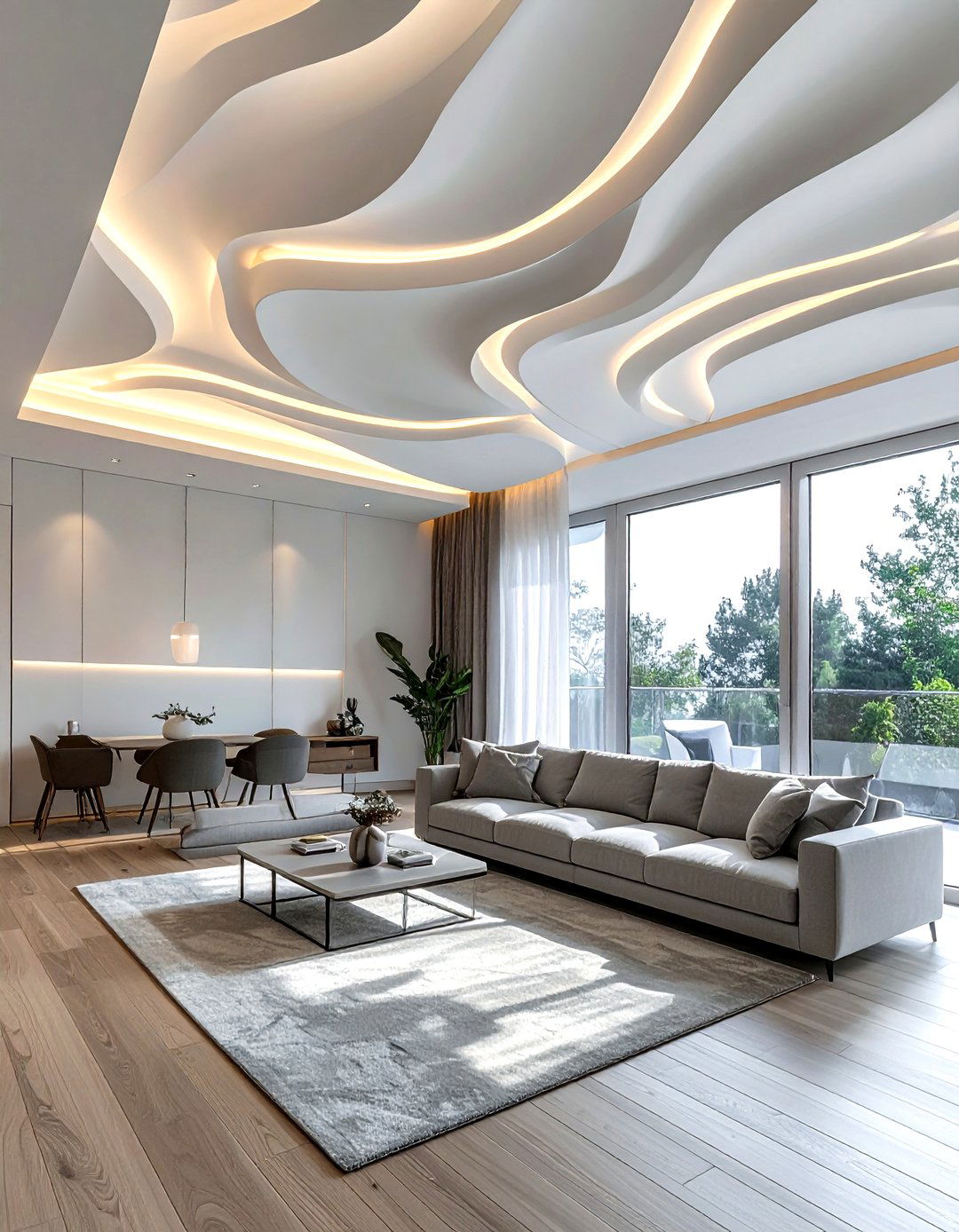 D Panel Ceiling - 30 living room ceiling ideas