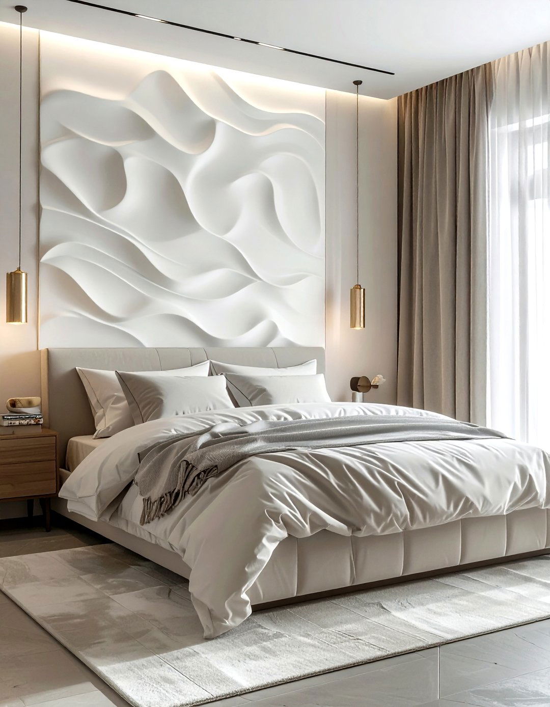 D Textured Wall Panel - 30 bedroom statement piece ideas