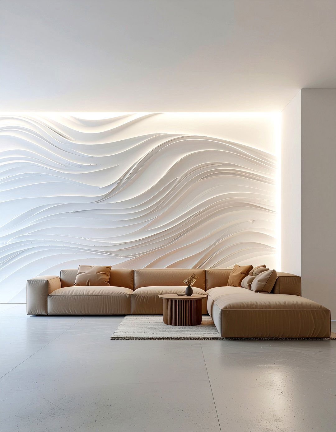 D printed concrete wall - 30 concrete living room ideas