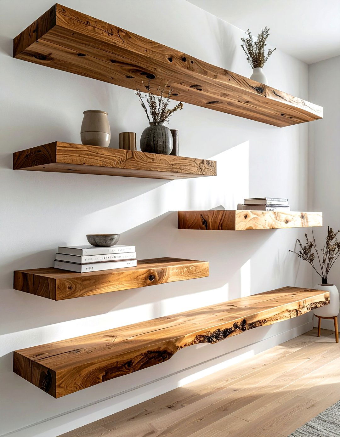 DIY floating wood shelves - 30 handmade decor ideas