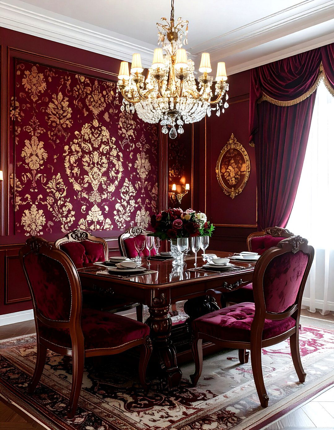 Damask Formal Dining Wallpaper - 30 accent wallpaper ideas