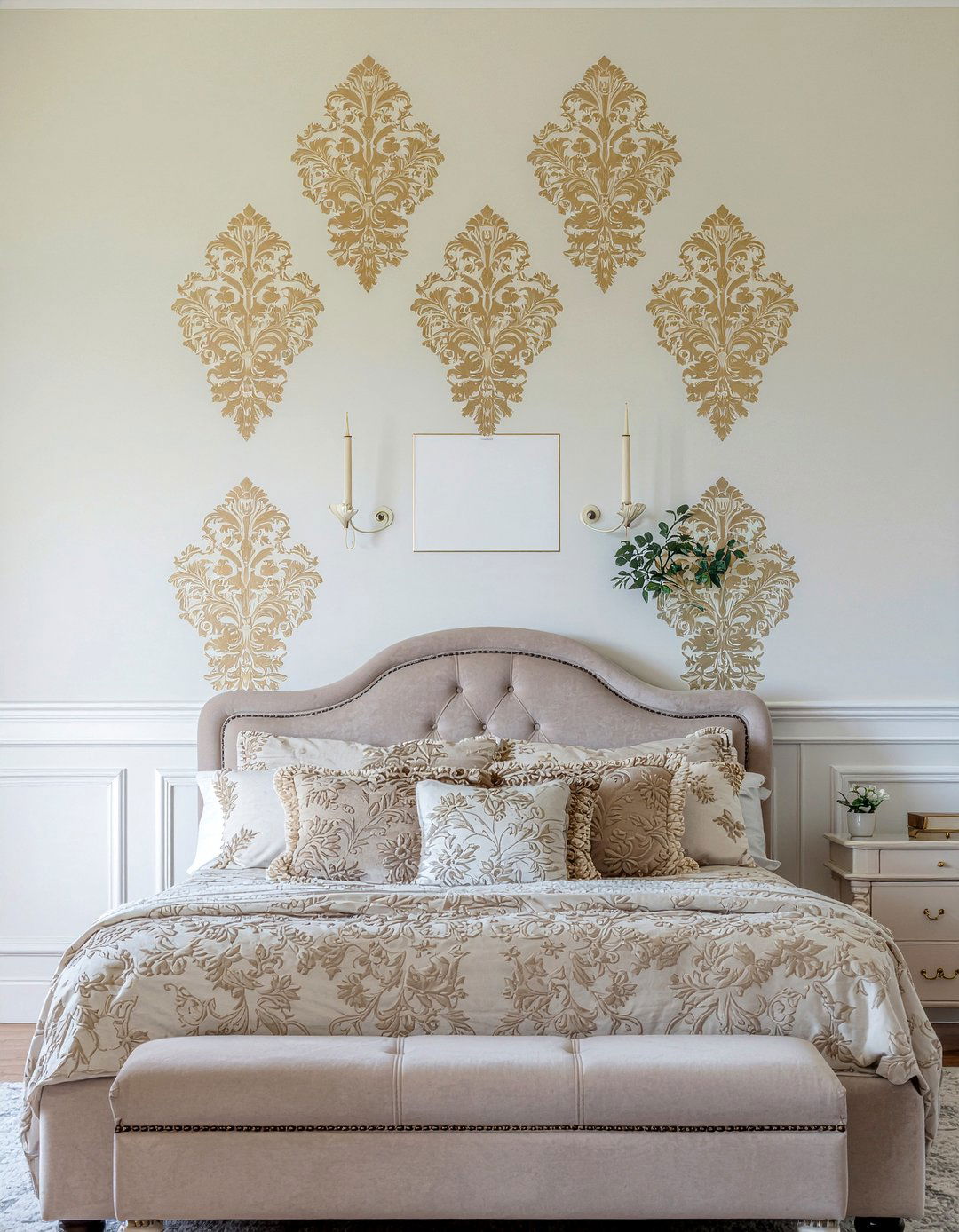Damask Wall Stencil - 30 Victorian bedroom ideas