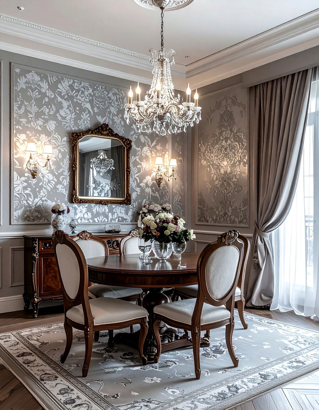 Damask Wallpaper Interior - 30 regal dining room ideas