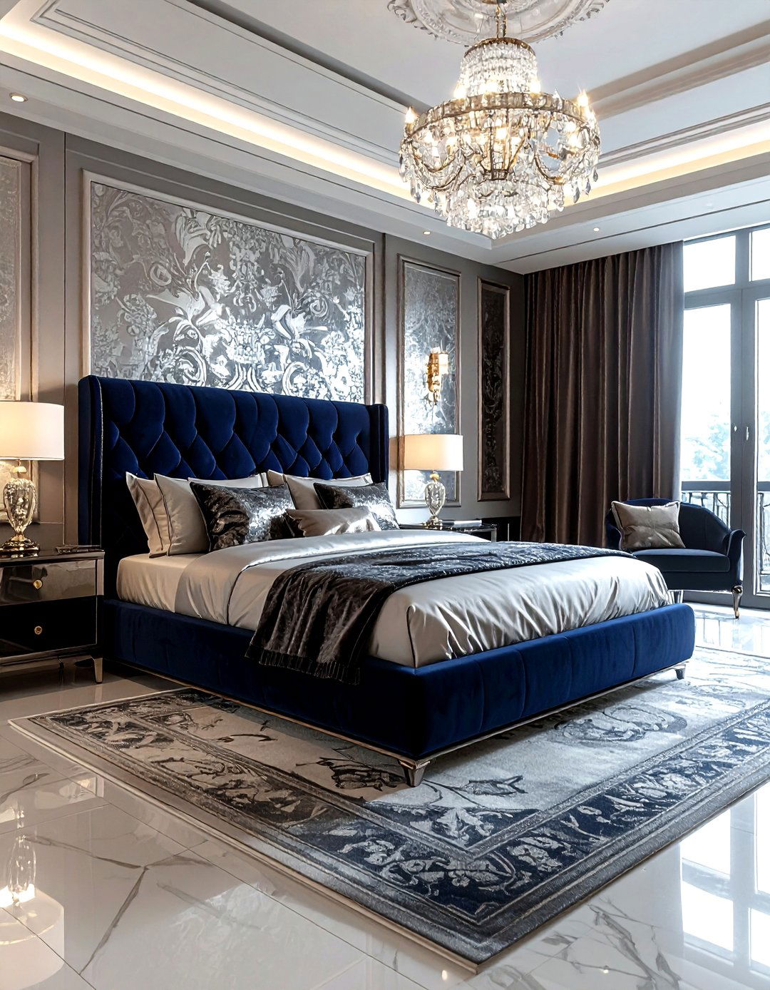 Damask and velvet bedroom decor - 30 bedroom pattern mixing ideas