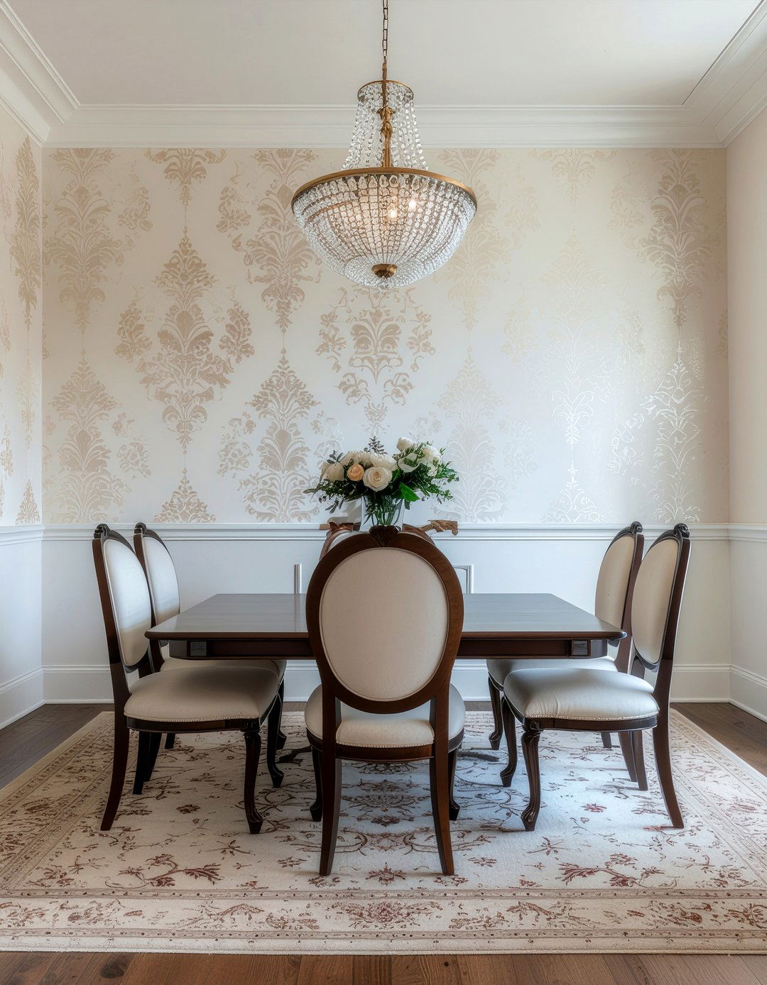 Damask dining room wallpaper - 30 dining room wallpaper accent ideas