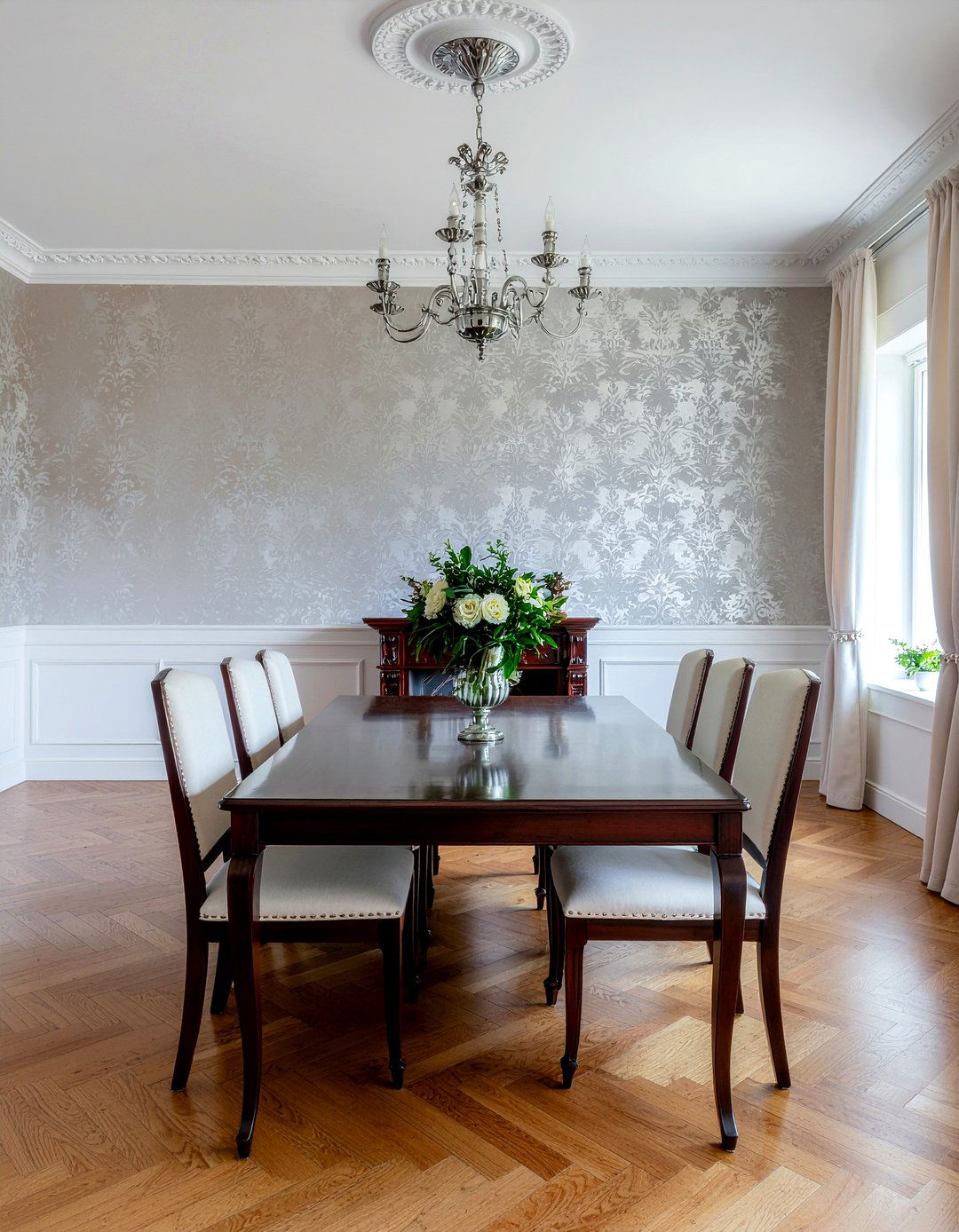 Damask dining room wallpaper - 30 dining room wallpaper ideas