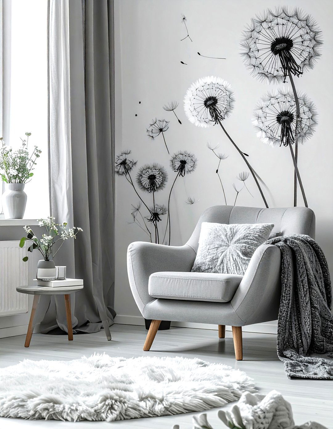 Dandelion Wall Decals - 30 living room wall stickers