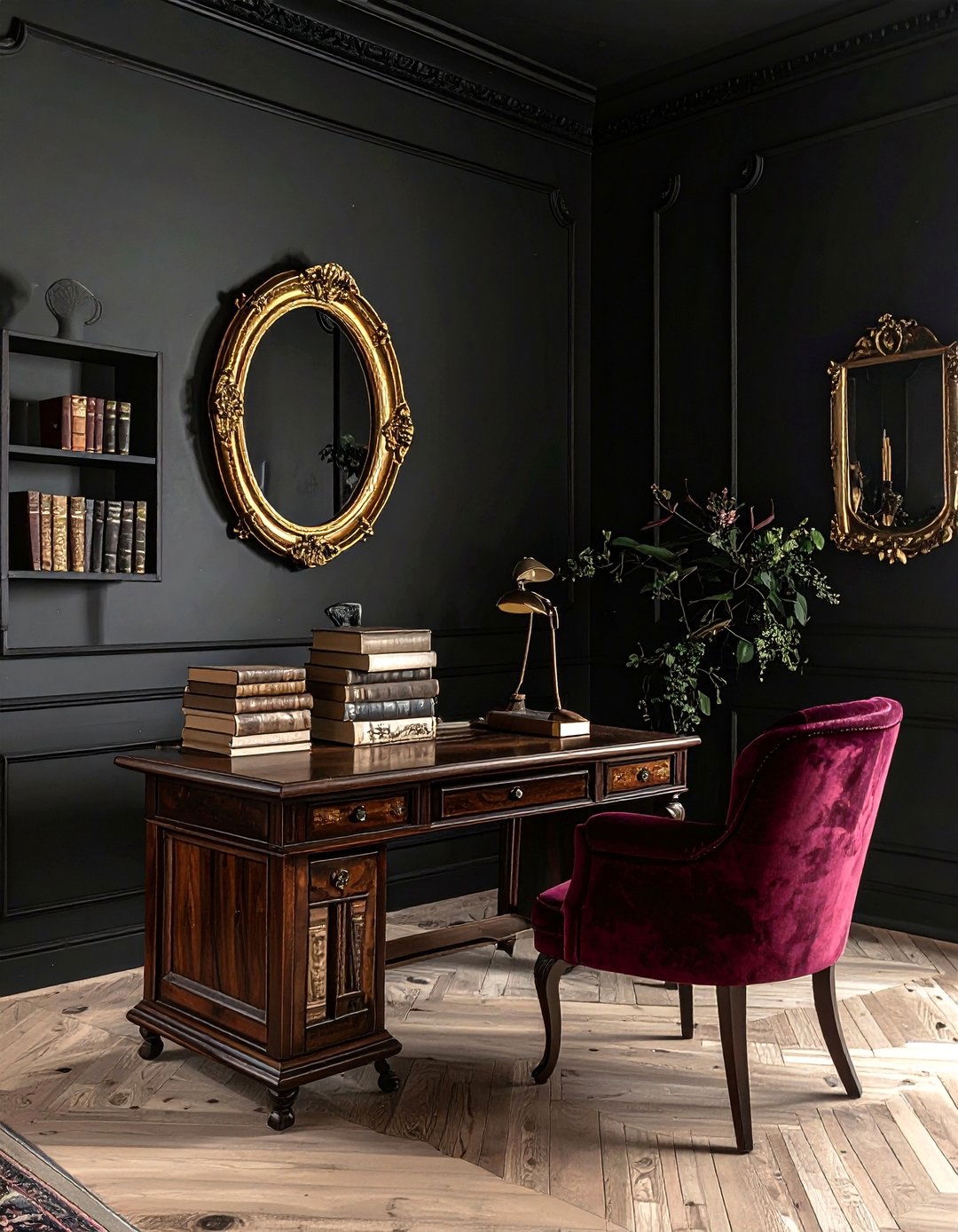 Dark Academia Living Room - 30 living room black walls