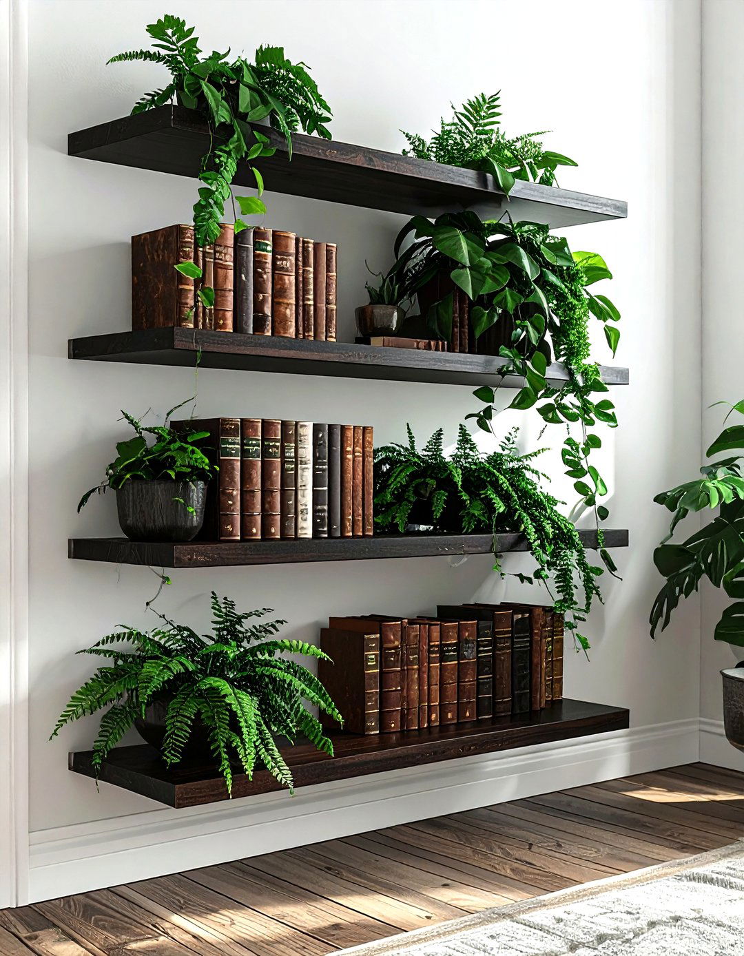 Dark Academia Plant Shelf - 30 living room plant shelves