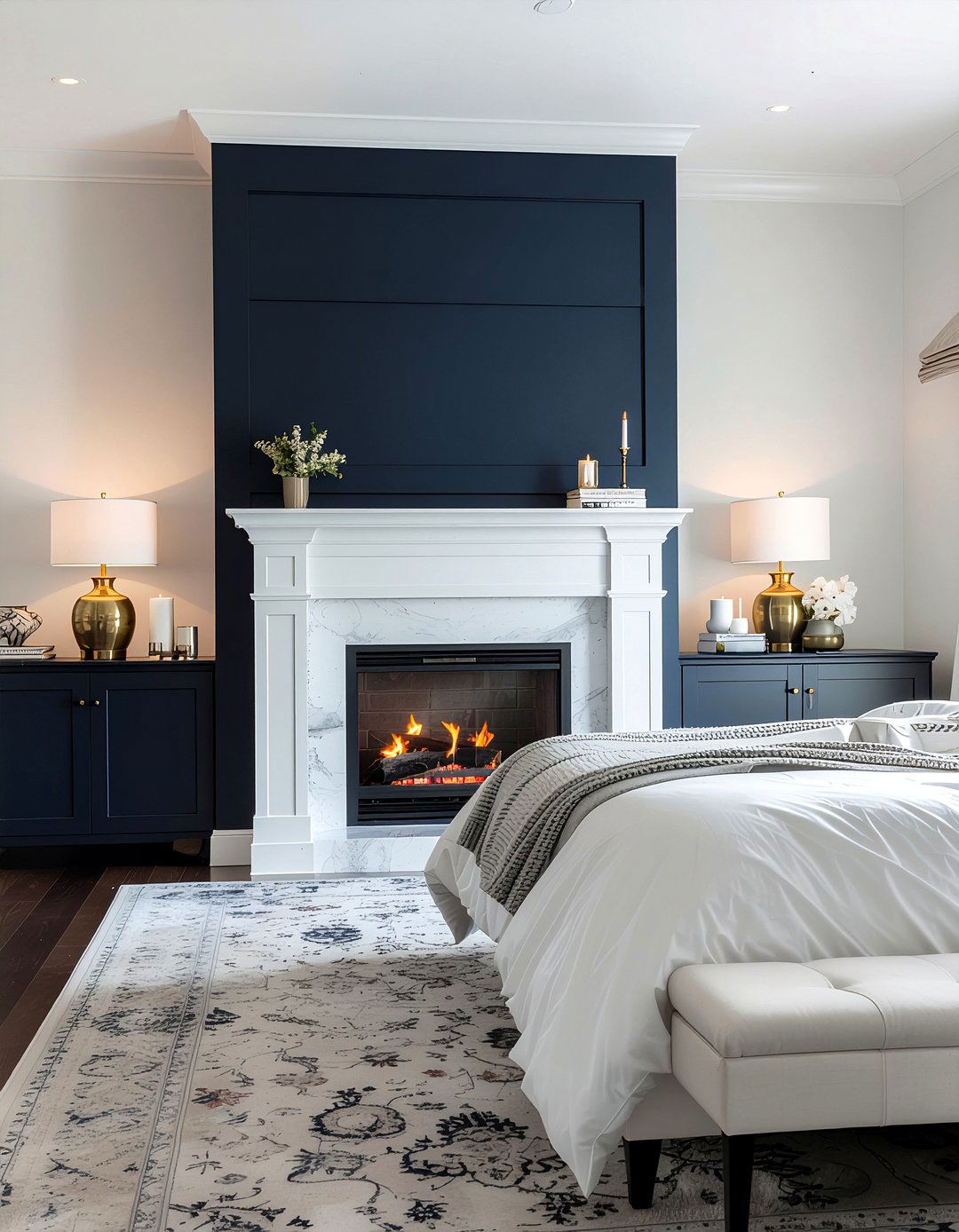 Dark Accent Wall Fireplace - 30 bedroom gas fireplace ideas