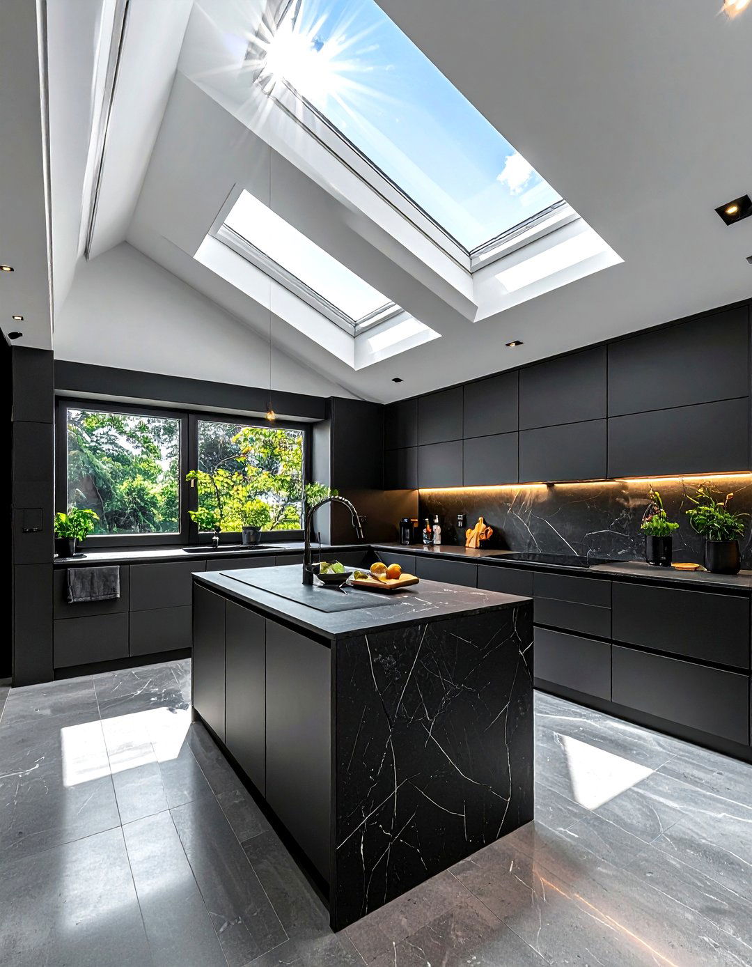 Dark Black Kitchen With Skylight - 30 dark black kitchen ideas