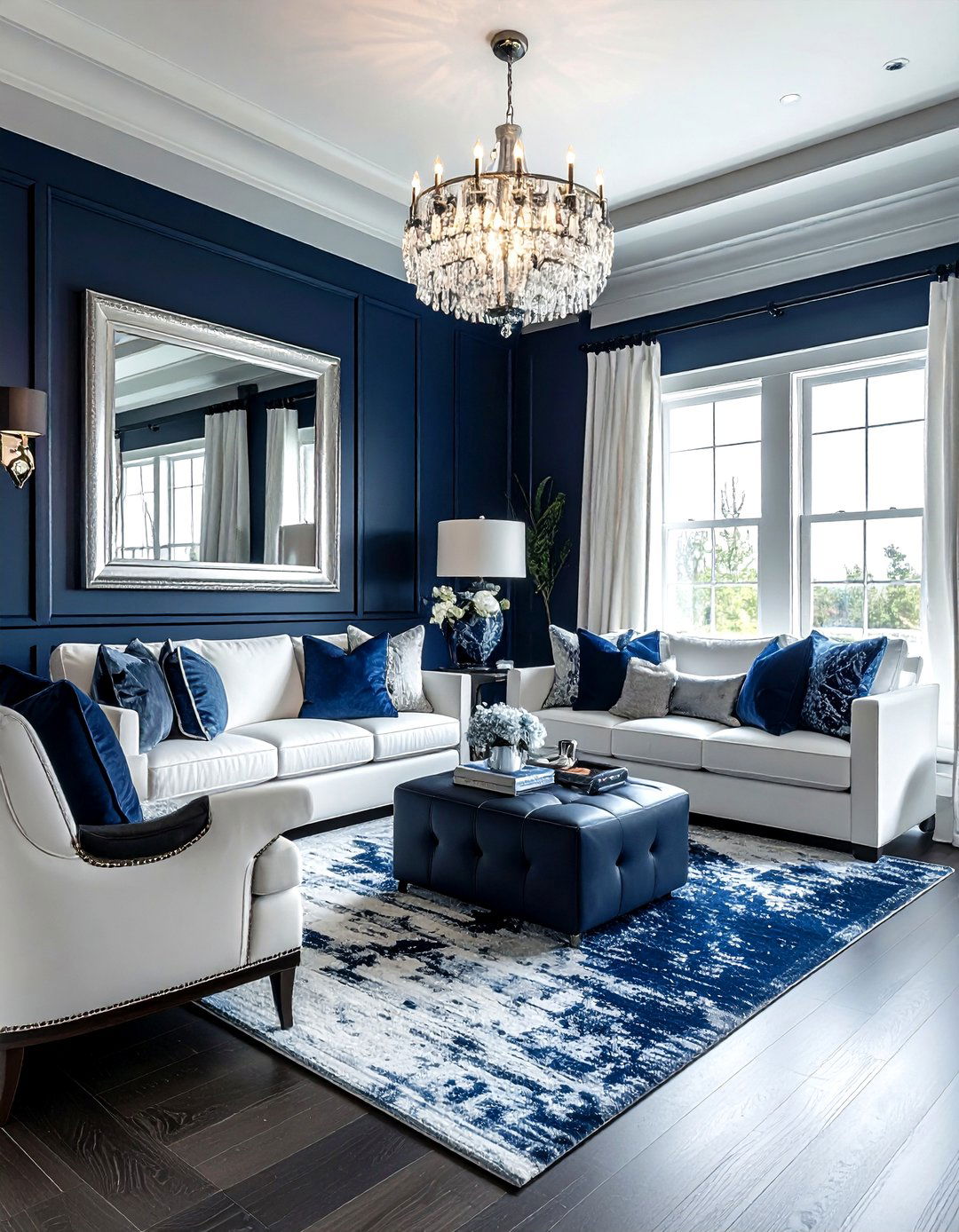 Dark Blue Coastal Living Room - 30 coastal blue living room ideas