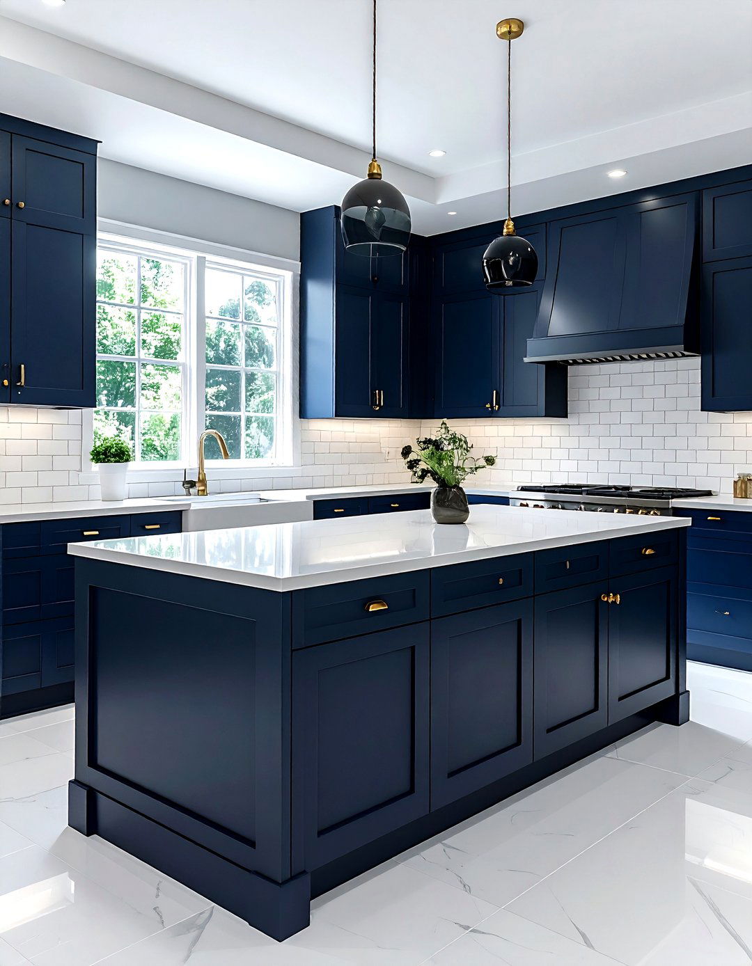 Dark Blue Kitchen Cabinets - 30 blue and white kitchen ideas